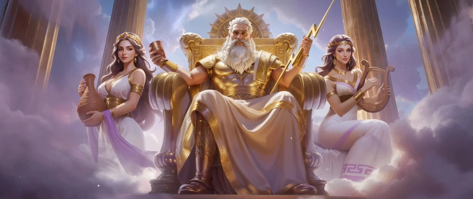 Cazeus Casino banner con Zeus sull'Olimpo e bonus di benvenuto del 100 per cento fino a 500 euro e 200 giri gratis Italia
